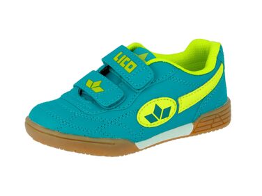Дитячі кросівки для залу Lico Bernie V Unisex, Petrol Lemon, розмір 32 EU, на липучках