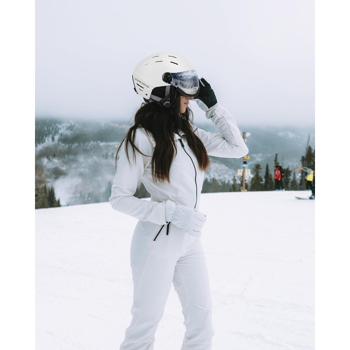 Шолом для сноуборду OutdoorMaster з маскою, захисний EPS-пінопласт, 14 вентиляційних отворів, для чоловіків, жінок та підлітків, матовий білий L