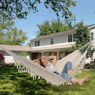 Гамак-гойдалка подвійний Makramee сірий (227 кг) для дому, саду, тераси