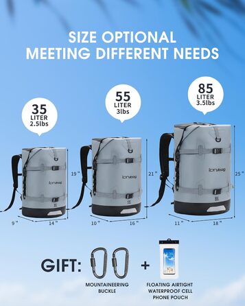 Водонепроникний рюкзак IDRYBAG 55L/35L для подорожей, каякінгу, SUP та плавання