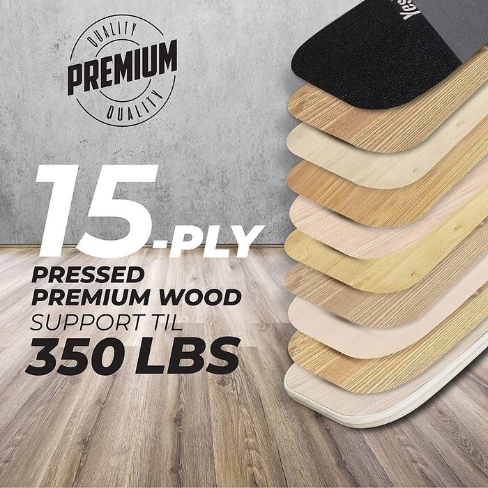 Yes4All Дерев'яний балансборд для дому, серфінг, тренування всіх рівнів (сірий/чорний)