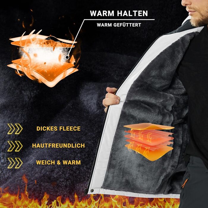 Чоловіча куртка KEFITEVD для сноуборду та активного відпочинку, тепла, водонепроникна, з капюшоном, біла, XL