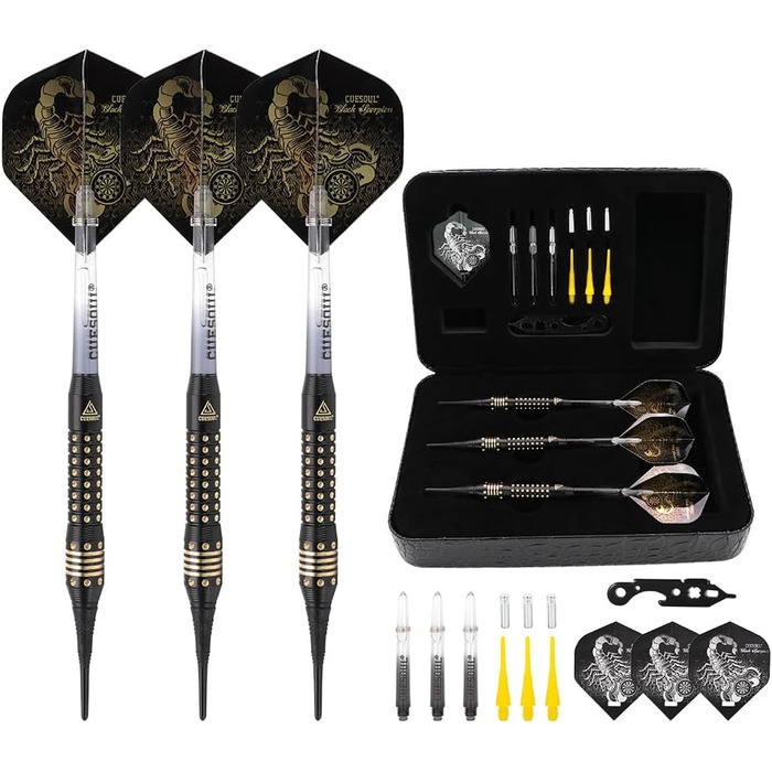 Дартс набір CUESOUL Black Scorpion Deluxe, 16 г, з футляром