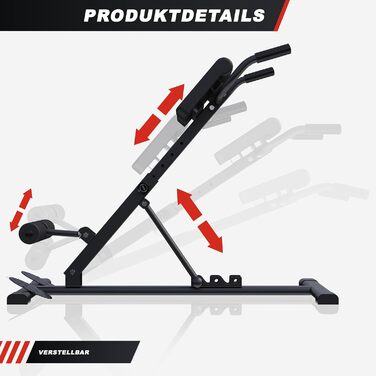 Тренування спини GORILLA SPORTS®: складаний, регульований, стабільний, до 150 кг, сталь, чорний. Гіпер-розгинач, тренажер для спини та пресу, для дому