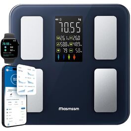 Ваги підлогові цифрові 8-в-1 Bluetooth Personenwaage: аналіз тіла, BMI, відсоток жиру, пульс, iOS/Android, до 180 кг