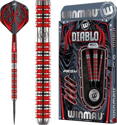 Дартс WINMAU Diablo професійний, сталевий наконечник, вольфрам, 23 г, з крилами та стрижнями (паралельний)