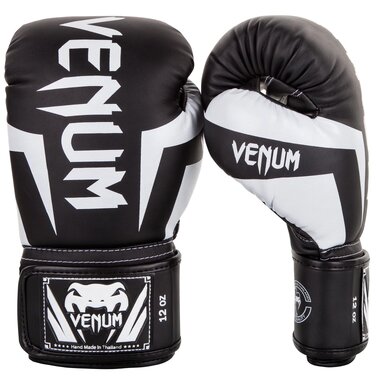 Боксерські рукавички Venum Elite 12 унцій, чорно-білі