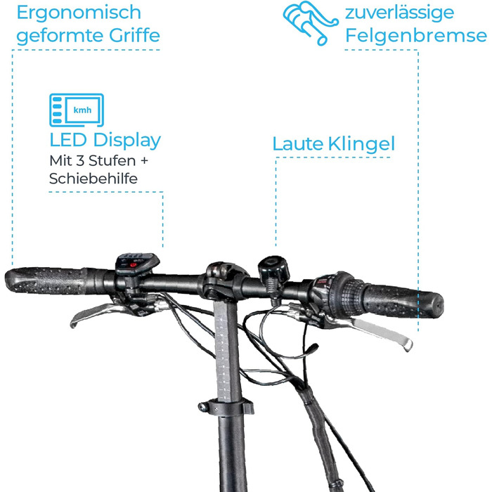 Електровелосипед ZÜNDAPP Z101, складаний, 20 дюймів, 6 швидкостей, для дорослих, з підсвіткою, міський, синій
