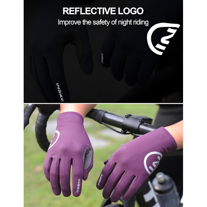Велосипедні рукавички Inbike зимові MTB, 2 пальці, сенсорний екран, теплі, вітронепроникні, дихаючі, антиковзаючі, для катання на велосипеді, лижах, сноуборді, відпочинку IHC701 (фіолетовий, M)