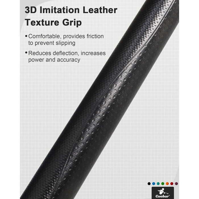 Набір київ для більяру CUEBAR (6 шт.) з 3D-рукояткою, 147,3 см. Підходить для чоловіків та жінок. Різні кольори (фіолетовий, червоний, зелений, блакитно-зелений, синій, чорний).