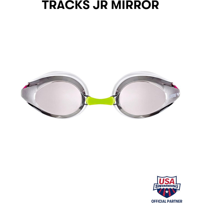 Дитячі дзеркальні антифог окуляри для плавання arena Tracks Junior, з UV-захистом, 4 змінні перенісся, силіконові ущільнювачі, для змагань