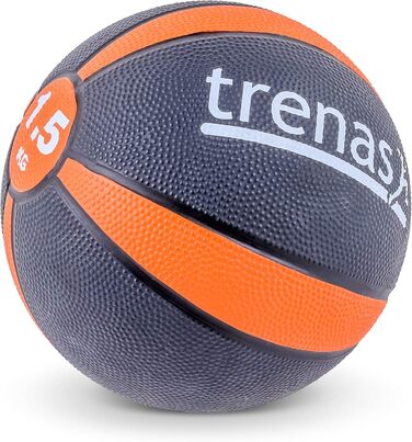 М'яч для фітнесу Trenas Medizinball, гумовий, 1-5 кг, міцний та з надійним зчепленням, для фітнесу та спорту, оранжевий