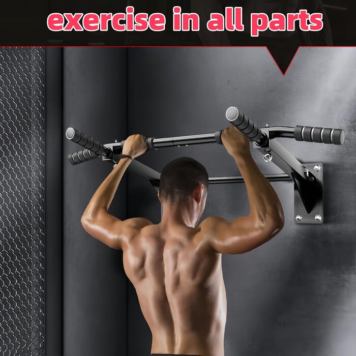 Турнік для підтягувань на стіну, для домашнього спортзалу, чорний (до 200 кг)