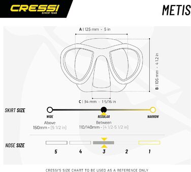 Маска для фрідайвінгу Cressi Metis, унісекс, мінімальний об'єм, для підводної фотозйомки