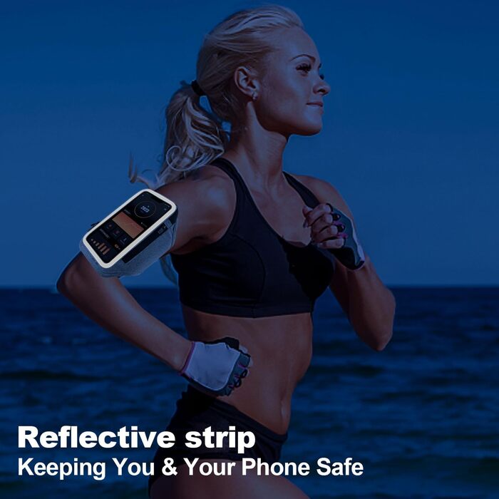 Спортивний браслет для телефону з кишенею для навушників, чохол для телефону для бігу 6.9 дюймів, кріплення на руку для iPhone 17 16 15, спортивний браслет, знімний тримач для телефону, для джоггінгу (світло-сірий)
