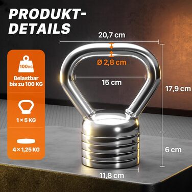 Кетлбел Northdeer сталевий регульований 5/10 кг - гиря для силових тренувань, фітнесу та домашніх тренувань