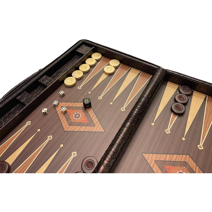 Набір для гри в бейсбол (табла), середній, для подорожей, Tric Trac, штучна шкіра, 44 x 27 см, білий, чорний, коричневий, світло-коричневий