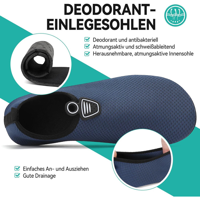 Шкарпетки для плавання та водних видів спорту для жінок та чоловіків. Швидковисихаючі шкарпетки для пляжу, басейну, йоги, серфінгу. Розміри 35-47 EU, блакитні.