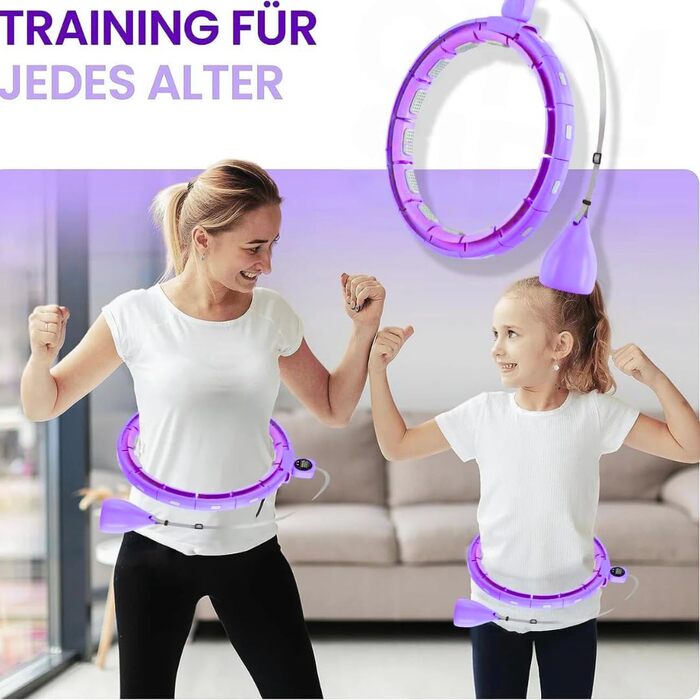 Leiser Smart Hula Hoop Gymside Hoopside Pro: для схуднення та фітнесу, з масажними шипами, 18 знімних секцій, фіолетовий