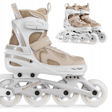Роликові ковзани Blackwheels Flex Pro, регульовані, бежеві, розмір 34-37, колеса 80 мм, підшипники ABEC-7