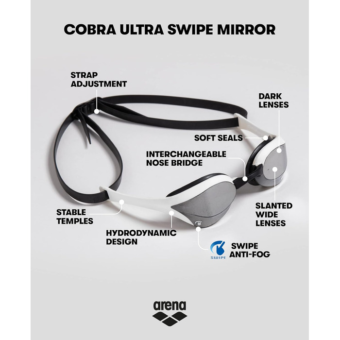 Плавальні окуляри Arena Cobra Ultra Swipe Mirror, дзеркальні, сріблясто-сині