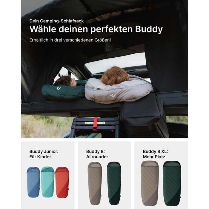 Спальний мішок Qeedo Buddy 8 Outdoor літній (8-25°C) 3 сезони, для дорослих та підлітків (до 200 см), компактний та легкий, поверхня Peach Skin (пісочний колір)