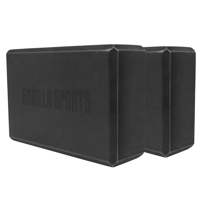 Набір блоків для йоги та пілатеса GORILLA SPORTS® (2 шт.), 23,5 x 15 x 8 см, протиковзаючі, EVA піна, чорні