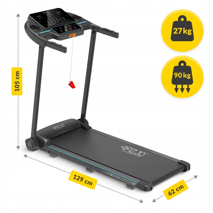 Електрична бігова доріжка 4FIZJO MY-SPEED до 90 кг