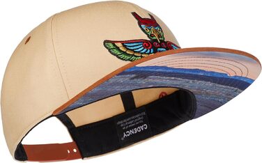 Кепка-снэпбек Cadency унісекс з прямим козирком, регульований розмір, бежевий колір з принтом Totem