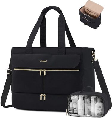 Сумка-трансформер LOVEVOOK для подорожей: 45л, для спорту, в аеропорт, пологовий будинок, з відділенням для взуття та мокрих речей (Чорний)