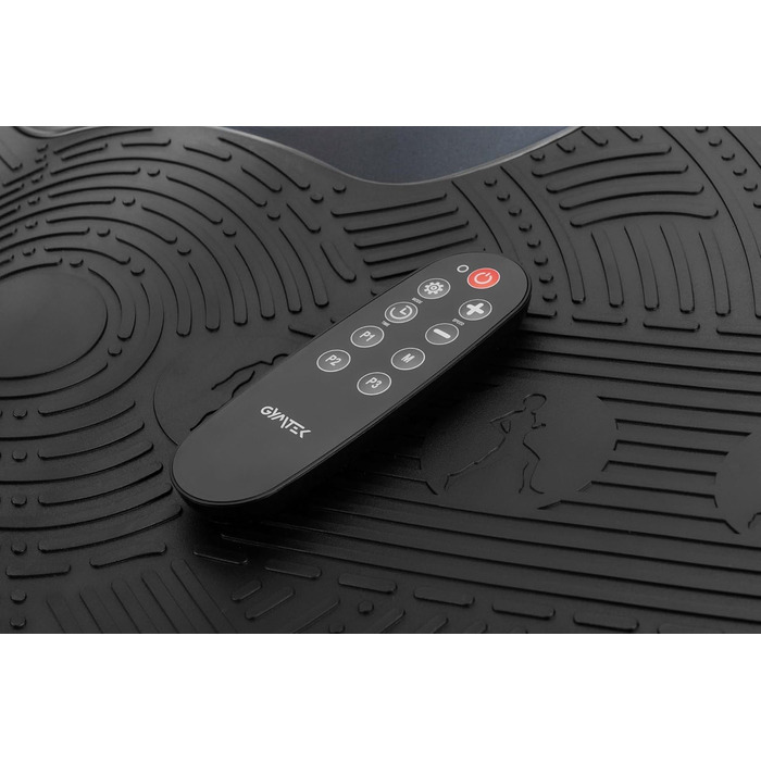 Вібраційна платформа Gymtek до 150 кг, 2×500 Вт, 12 рівнів, Bluetooth, пульт, LCD, динаміки, 2 еспандери