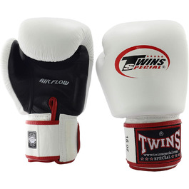 Боксерські рукавички Twins Special BGVLA2 Air Flow для тренувань та спарингу. Вага: 227-453 г, чорний/білий, червона окантовка.