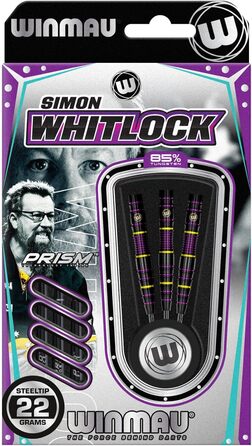 Дротики WINMAU Simon Whitlock 85% Pro-Series 22г з оперенням і стрижнями, професійний набір для дартсу
