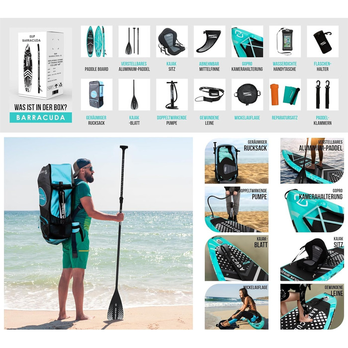 SUP дошка Aqua Spirit надувна 2024, 320x81x15 см, комплект (весло, рюкзак, насос) для початківців/експертів, зелений, гарантія 2 роки
