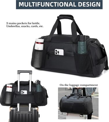 Спортивна сумка 3в1 з відділенням для взуття та мокрих речей – 45L, велика дорожня сумка для фітнесу, подорожей, плавання, сауни та футболу (для чоловіків та жінок)