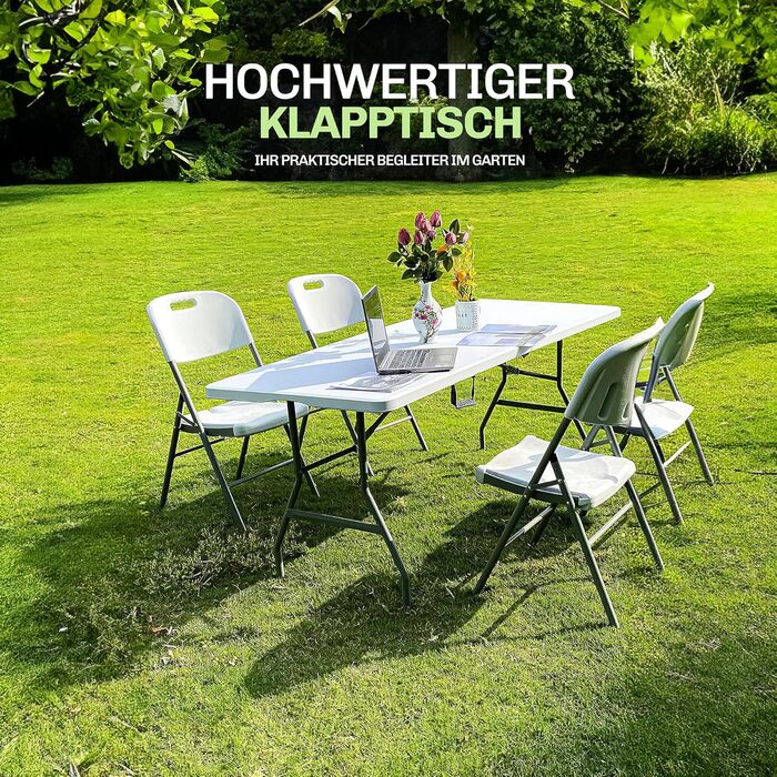 Складаний туристичний стіл Blumixx 180x74x74 - Легкий, стійкий, для кемпінгу, саду, балкону, фестивалів та відпочинку на природі.