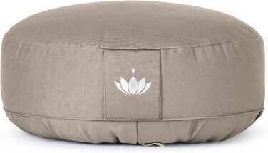 Медитаційний подушок Lotuscrafts® з низькою посадкою 10 см, з дрібнозернистою начинкою, кругла подушка для йоги, підлогова подушка, подушка для медитації, знімний чохол, сертифікат GOTS (світло-бежевий)