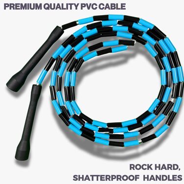 Стрибкове канат Elevate Rope Professional з перлами - 3м, регульований, якісні перлини та полішнур - для фрістайлу, кардіо та трюків, підходить для всіх рівнів, для використання в приміщенні та на вулиці (Blue/Black)