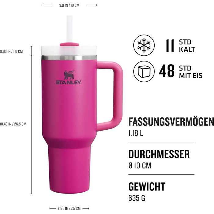 Термос-кухоль Stanley Quencher H2.0 Flowstate з трубочкою 1.2 л, нержавіюча сталь, тримає холод до 48 годин, BPA Free, підходить для миття в посудомийці