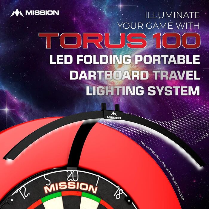 Світлодіодна система освітлення для дартсу Mission Darts TOR100 Torus 100, портативна, складна, чорна, піскоструминна обробка