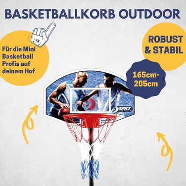 Вуличний баскетбольний кошик Best Sporting з регульованою висотою, стійкою та колесами для дітей