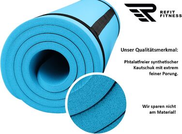 Килимок для йоги та пілатесу Gymnastikmatte Profi 190x60 см, 10-15 мм, NBR, з ременем та сумкою - антиковзкий килимок для спорту