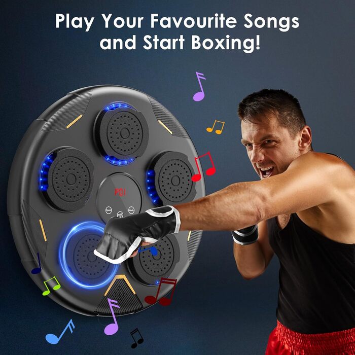 LED боксерський тренажер Wildfun з рукавичками, настінне кріплення, Bluetooth, 9 режимів швидкості, підрахунок ударів, для дорослих та дітей, спорт та зняття стресу