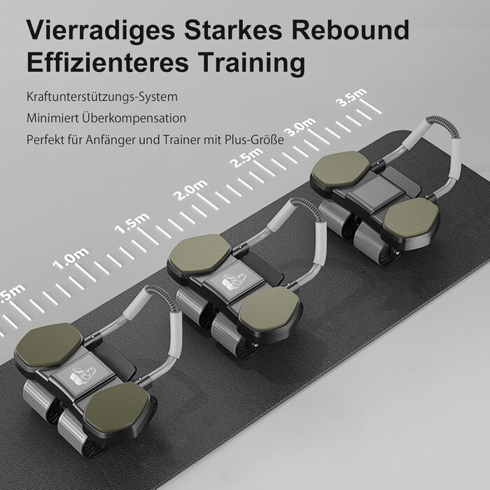 Ролер для пресу, тренажер для дому, покращене 4-колісне шасі, стабільний тренажер для зміцнення м'язів пресу та корпусу, довговічний та легкий, ідеальний для чоловіків та жінок, чорно-синій