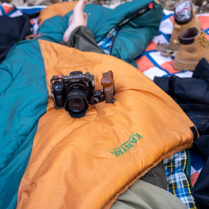 Спальний мішок для кемпінгу, дорослих, дітей та підлітків, 3-4 сезони, холодний клімат, зелений та помаранчевий кольори