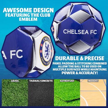 Футбольний м'яч Chelsea FC, офіційний, розмір 5, синій – подарунок для фанатів