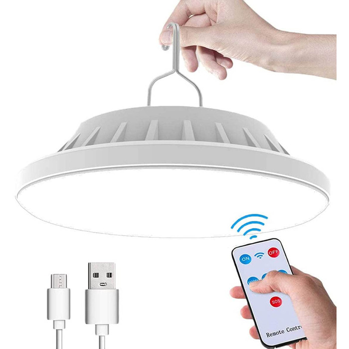 Ліхтар кемпінговий світлодіодний Solar LED з USB зарядкою та пультом ДУ, 5 режимів, водонепроникний IPX7, для кемпінгу, походу, аварійного освітлення