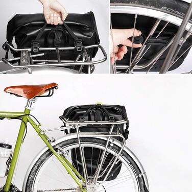 Велосипедна сумка WATERFLY 25L на багажник, водонепроникна, чорна