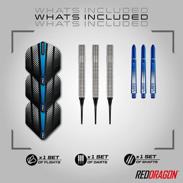 Дротики Red Dragon Defender 21 г з м'яким вістрям, з оперенням і стрижнями для електронного дартсу
