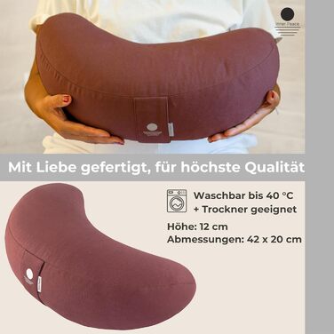 Подушка для йоги та медитації Inner Peace Halbmond 42x20 см, органічна бавовна (Waldbeere), гречане лушпиння